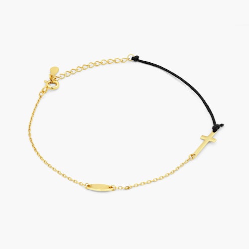 Bransoletka krzyżyk Savicki: srebrna pozłacana